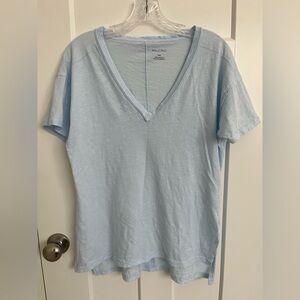 The Jordyn Plus Cotton-Slub V-Neck Tee by Pilcro Baby Blue XXS Oversized EUC